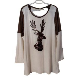 Women's 3 XL Lilypad Sequin Deer Shirt